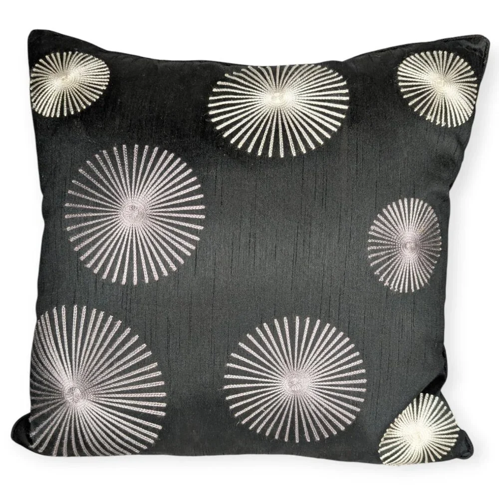 Chic Starburst Accent Pillow in Black and Cream